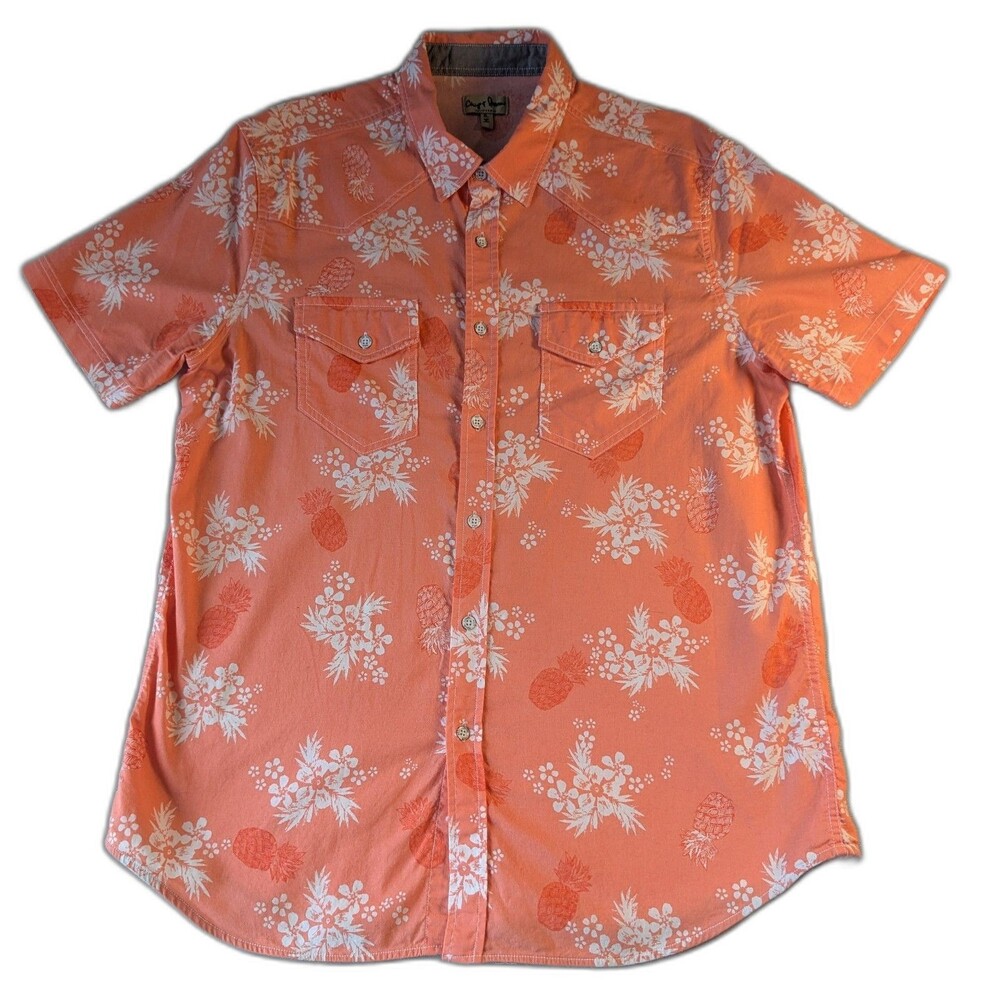 Chip & Pepper Men's Peach Colored Hawaiian Shirt Size XL Luau EUC